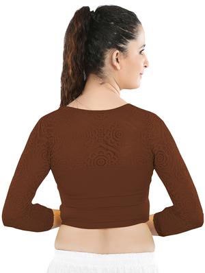 brown cotton lycra stitched blouse - 13101958 - Standard Image - 3