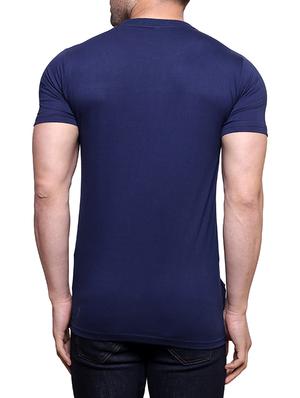 navy blue cotton colour block t-shirt - 13103399 - Standard Image - 3