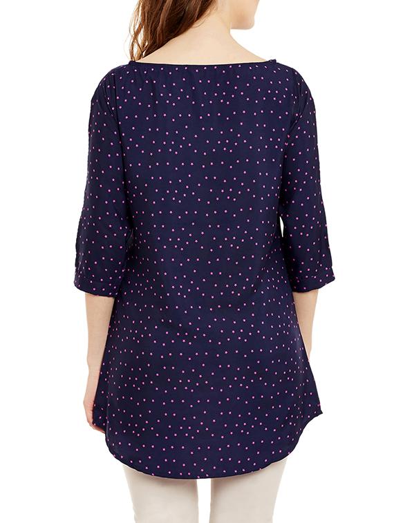 navy blue crepe printed tunic - 13108725 - Zoom Image - 3