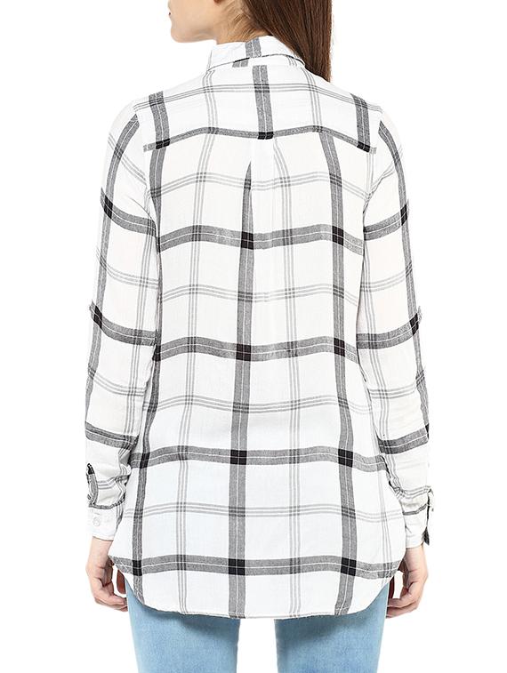 white checkered rayon regular shirt - 13112229 - Zoom Image - 3