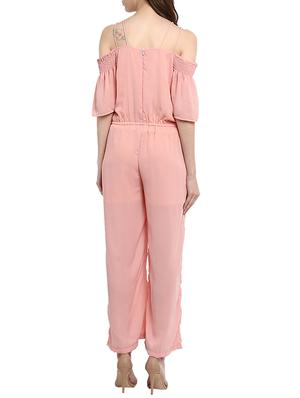 pink polyester full leg jumpsuit - 13113033 - Standard Image - 3