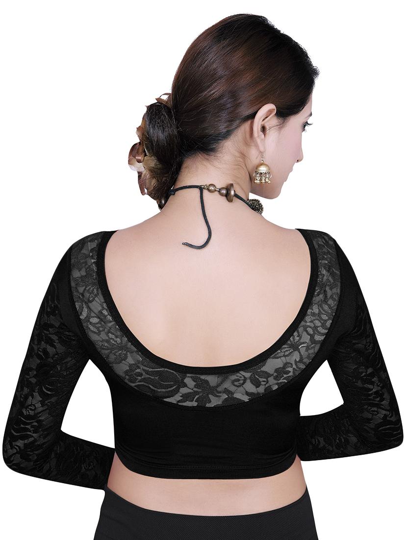 black plain lace blouse - 13116275 - Zoom Image - 3