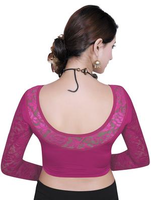 pink plain lace stitched blouse - 13116281 - Standard Image - 3