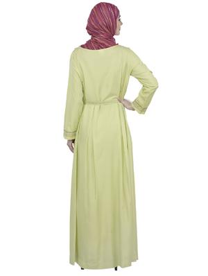 Lime full sleeved abaya - 13117436 - Standard Image - 3