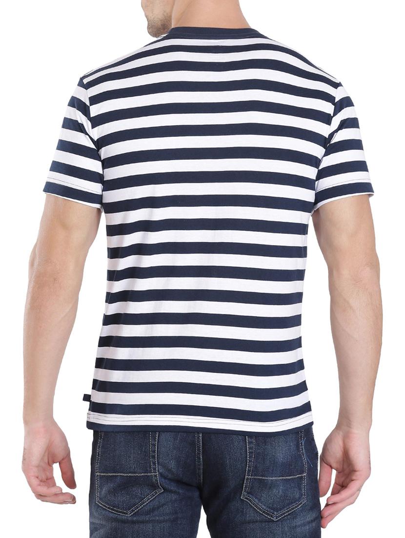navy blue cotton striped t-shirt - 13120799 - Zoom Image - 3