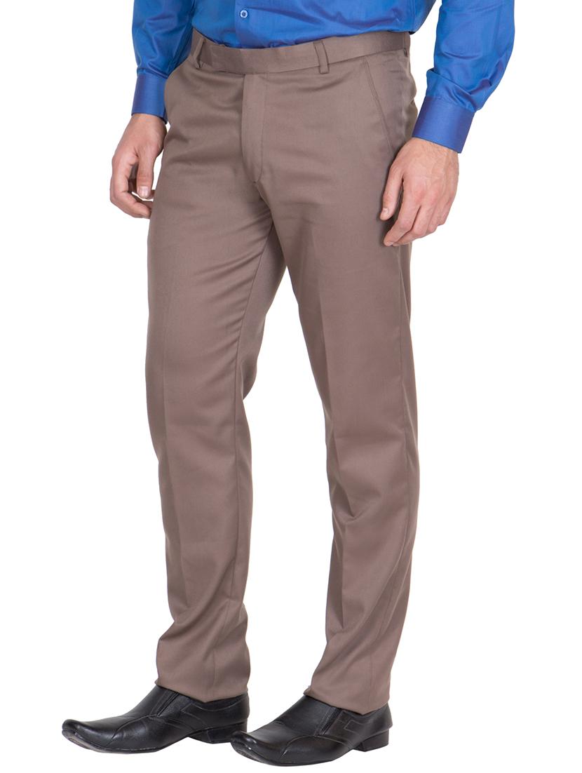 brown grey rayon set of 2 flat front formal trouser - 13123188 - Zoom Image - 3