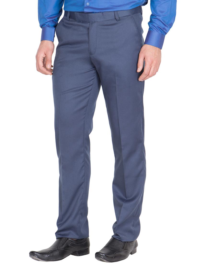 blue grey rayon set of 2 flat front formal trouser - 13123195 - Zoom Image - 3