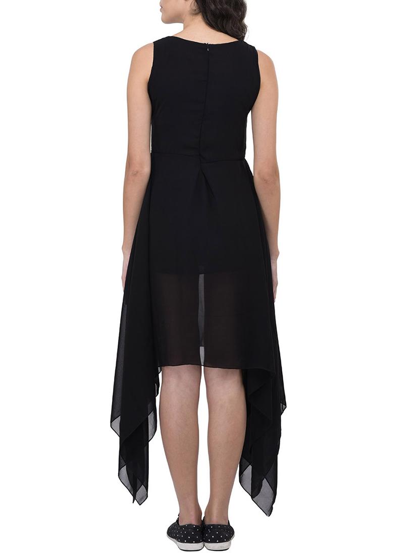 black georgette high low dress - 13123764 - Zoom Image - 3