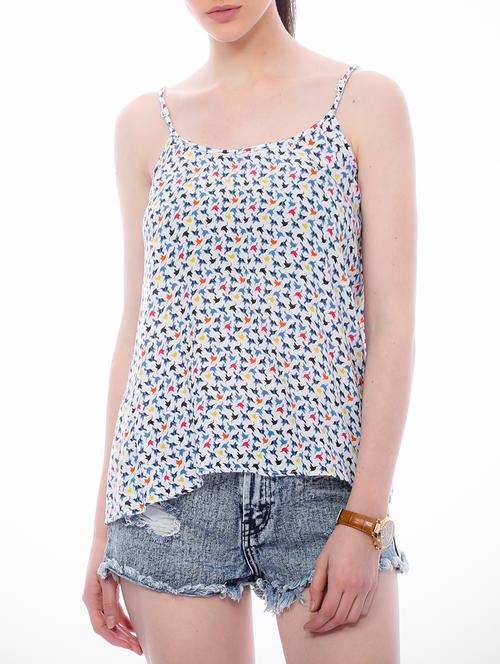white printed rayon top - 13131431 - Standard Image - 1