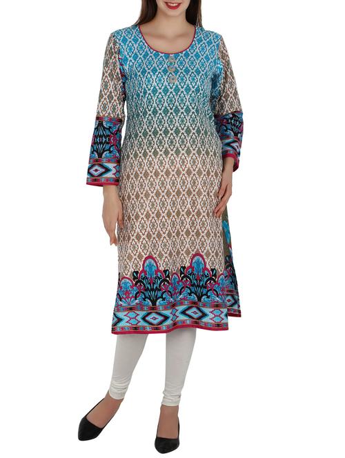 multi colored cotton printed straight kurta - 13134895 - Very Small Image - 1