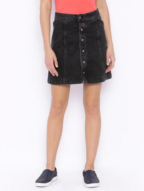 black cotton aline skirts - 13138322 - Standard Image - 1