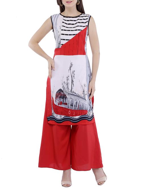 multi colored crepe straight kurta - 13141220 - Very Small Image - 1