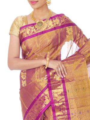 magenta kanjivaram silk saree with blouse - 13141499 - Standard Image - 3