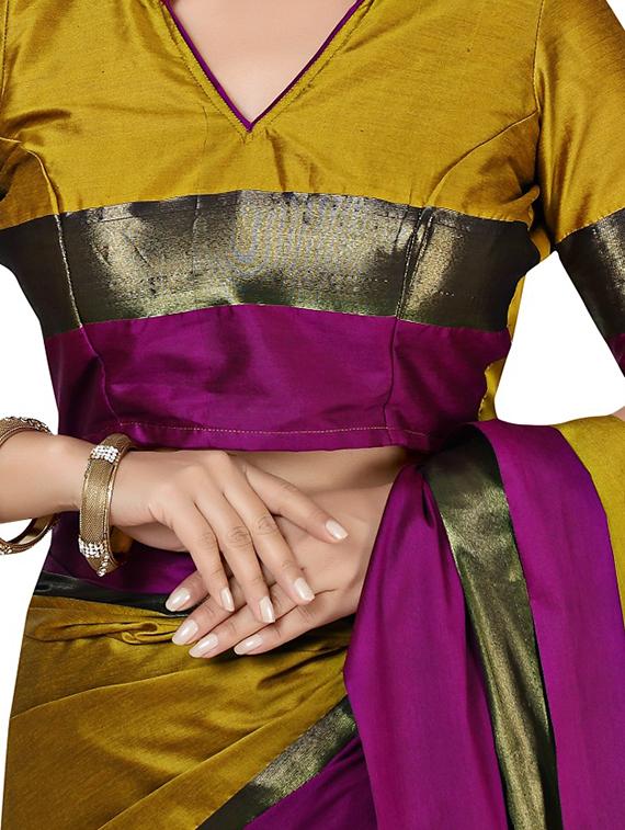 mustard silk blend uppada saree with blouse - 13142966 - Zoom Image - 3