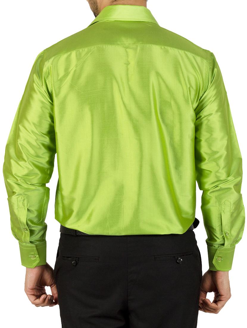 green silk blend formal shirt - 13158690 - Zoom Image - 3