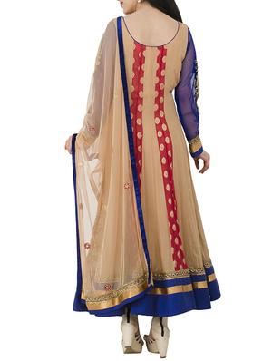 beige georgette flared suits stitched suit - 13159177 - Standard Image - 3