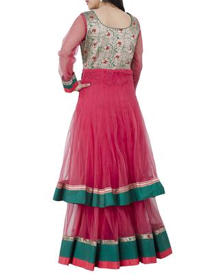 pink net flared suits stitched suit - 13159183 - Standard Image - 3