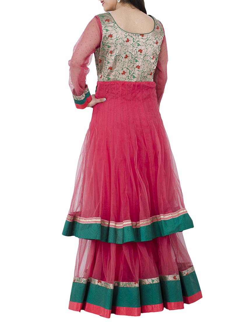 pink net flared suits stitched suit - 13159183 - Zoom Image - 3
