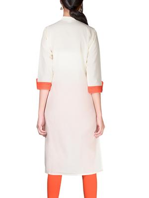 White cotton straight solid kurta - 13160589 - Standard Image - 3