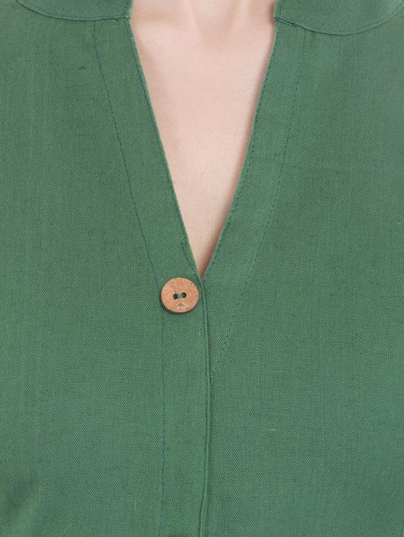 green cotton straight kurta - 13160643 - Zoom Image - 3
