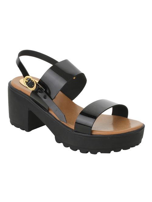 black leatherette back strap sandals - 13163685 - Standard Image - 1