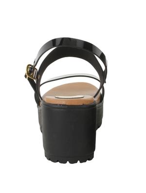 black leatherette back strap sandals - 13163685 - Standard Image - 3