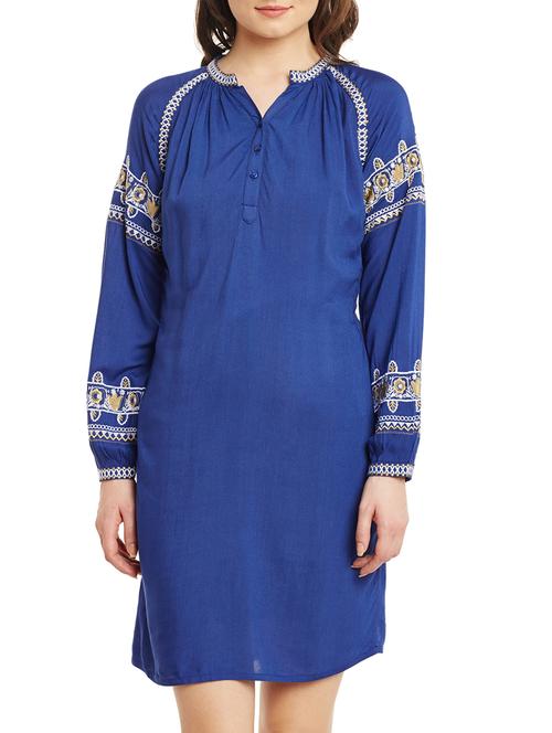 navy blue viscose shift dress - 13168801 - Very Small Image - 1