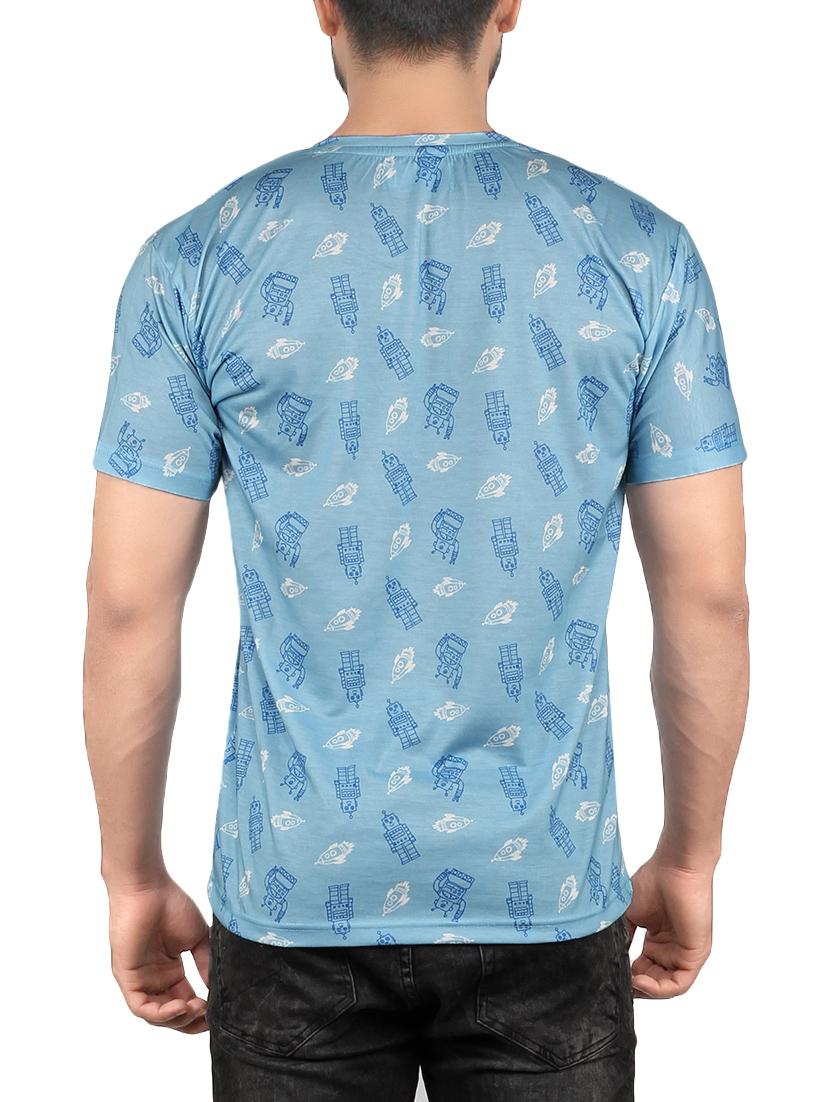 blue cotton printed t-shirt - 13170905 - Zoom Image - 3