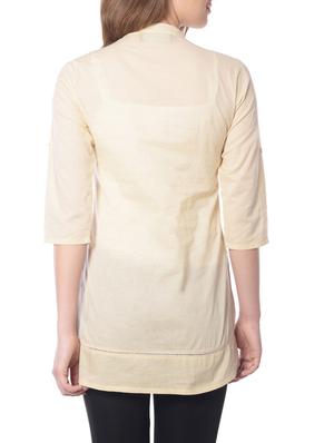 solid cream cotton shirt - 13174154 - Standard Image - 3