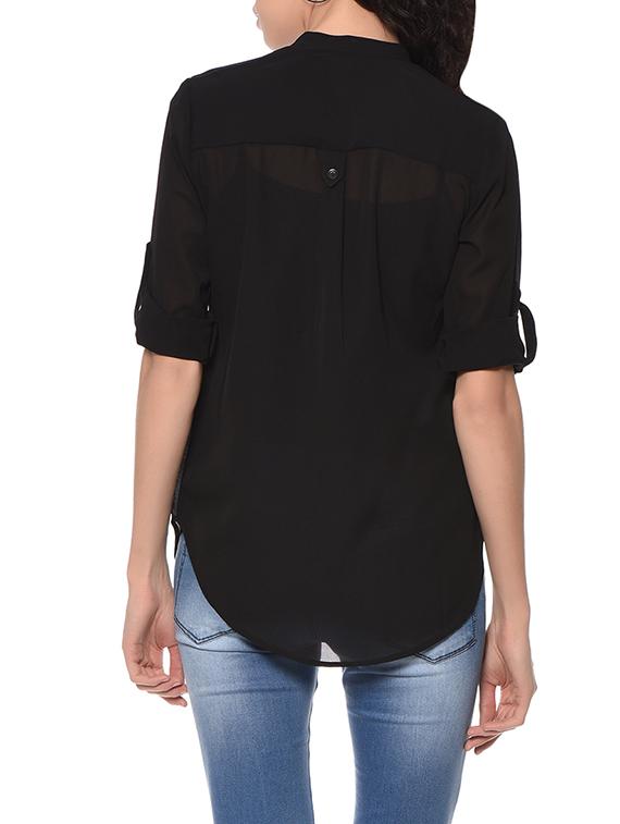 black polyester regular top - 13175215 - Zoom Image - 3