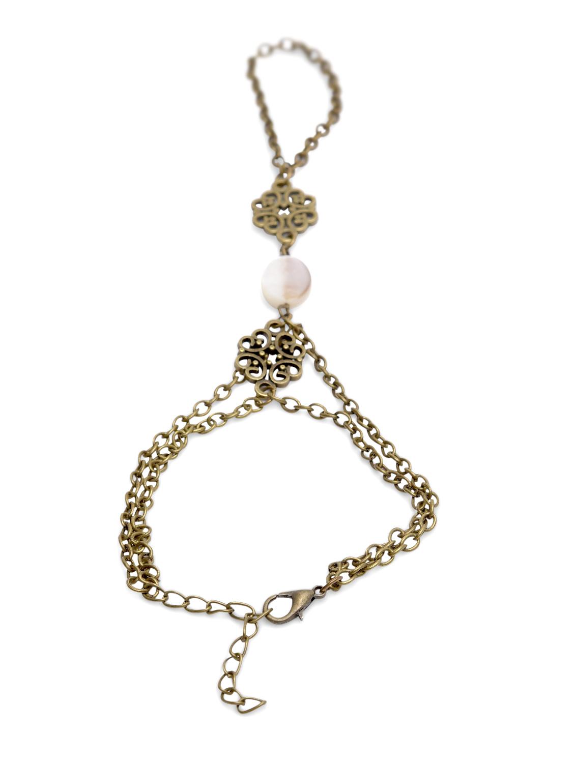 Antique Gold Embellished Ring Bracelet - 1317735 - Zoom Image - 3