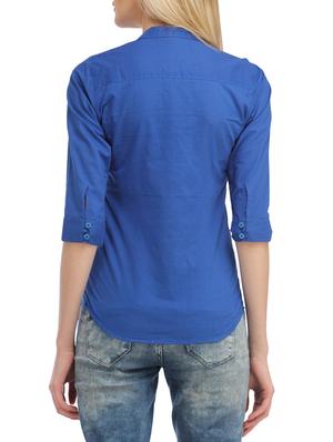 mandarin neck solid shirt - 13180038 - Standard Image - 3