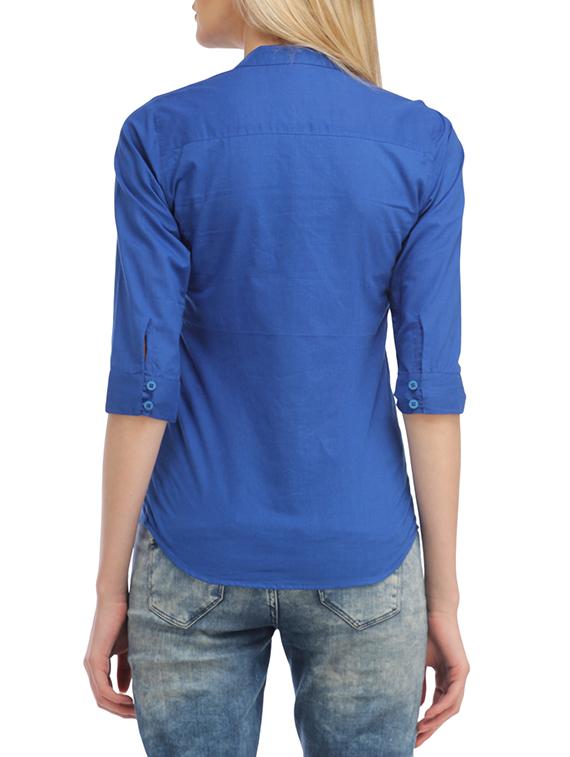 mandarin neck solid shirt - 13180038 - Zoom Image - 3