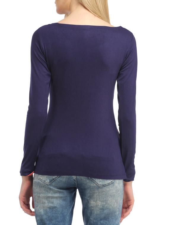 color block long sleeved tee - 13180068 - Zoom Image - 3