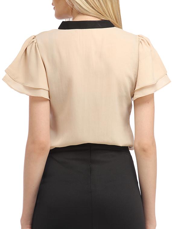bell sleeved contrast detail top - 13180080 - Zoom Image - 3