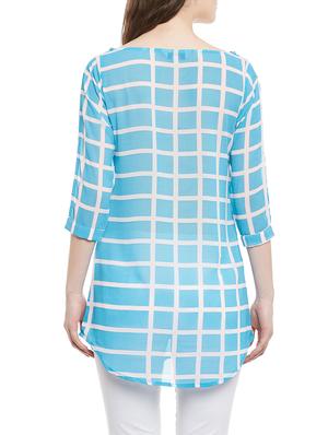 blue georgette check tunic - 13184364 - Standard Image - 3