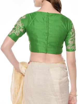 green dupion embroidered stitched blouse - 13185688 - Standard Image - 3