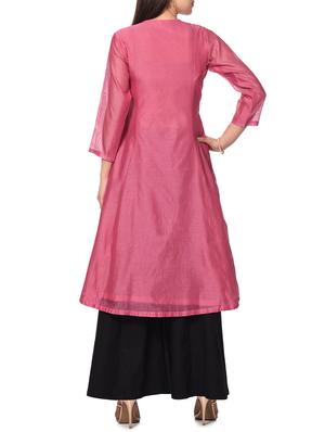 pink chanderi angrakha kurta - 13185695 - Standard Image - 3