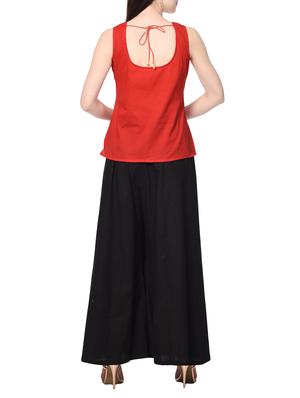 Red sleeveless cotton top - 13185740 - Standard Image - 3
