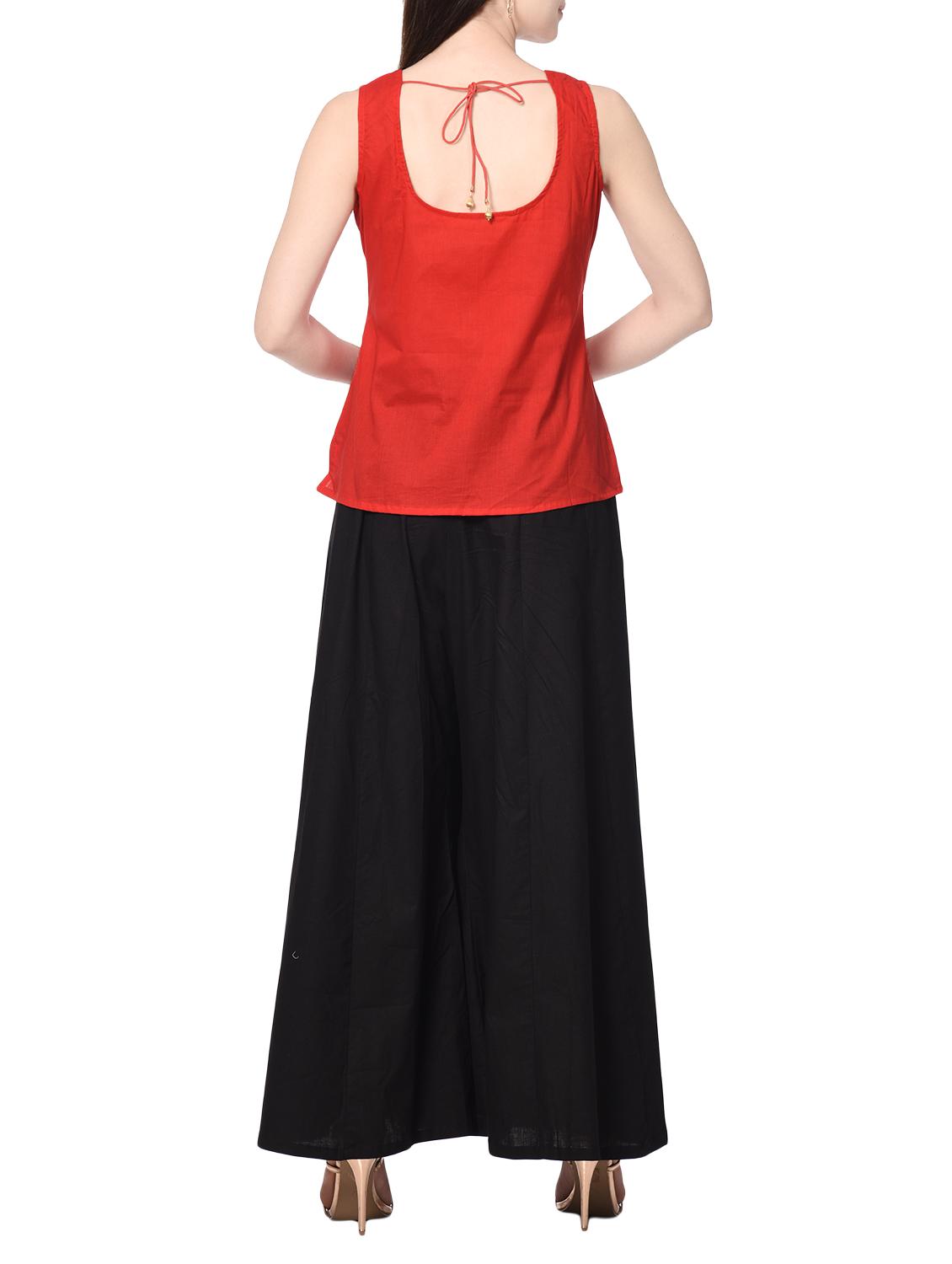 Red sleeveless cotton top - 13185740 - Zoom Image - 3