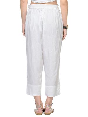 white rayon plain palazzo - 13195076 - Standard Image - 3