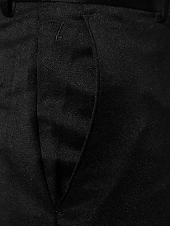 black polyester flat front trousers formal - 13199910 - Zoom Image - 3