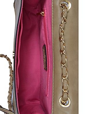 Peanut beige Textured Faux Leather Sling Bag - 1321068 - Standard Image - 3