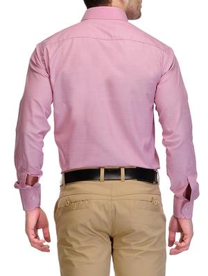 solid pink cotton blend formal shirt - 13216097 - Standard Image - 3