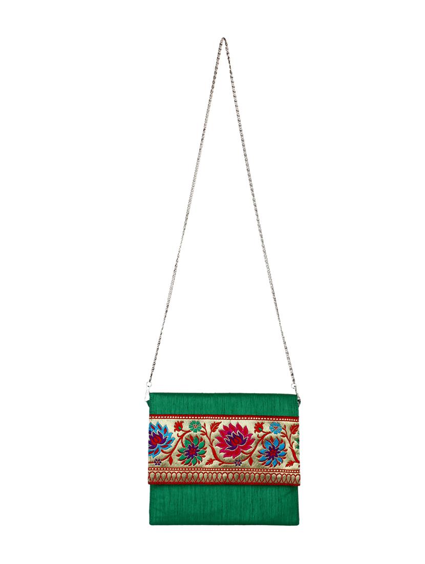 green polyester ethnic clutch - 13216374 - Zoom Image - 6