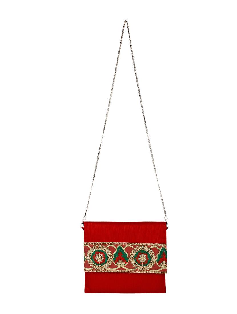red polyester ethnic clutch - 13216376 - Zoom Image - 6