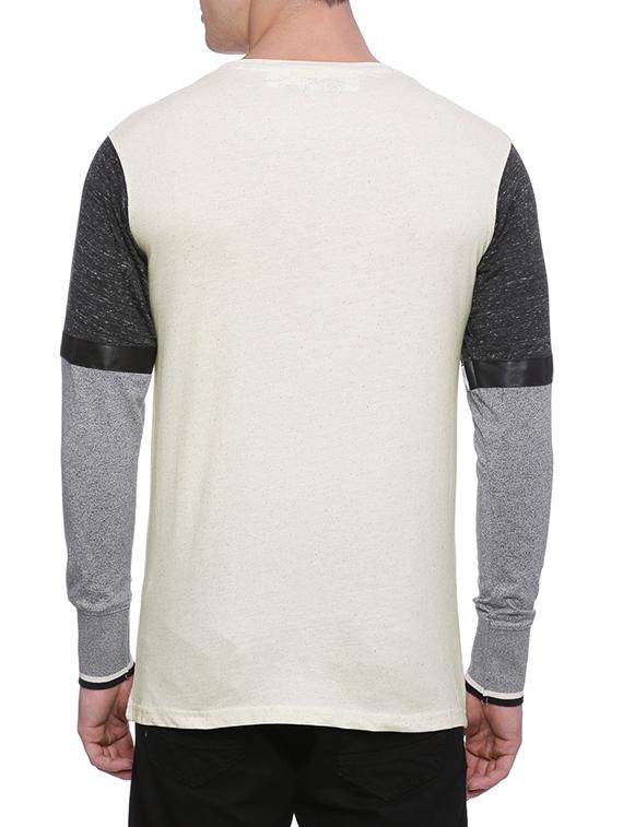 white cotton color block t-shirt - 13217004 - Zoom Image - 3