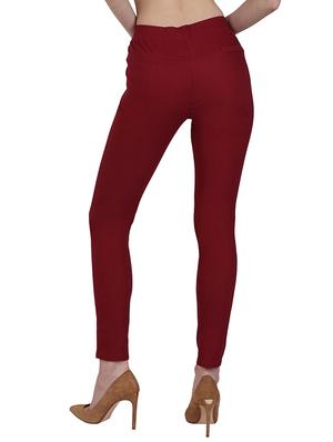 maroon cotton jegging - 13225398 - Standard Image - 3