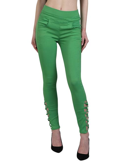 green cotton jeggings - 13225414 - Standard Image - 1