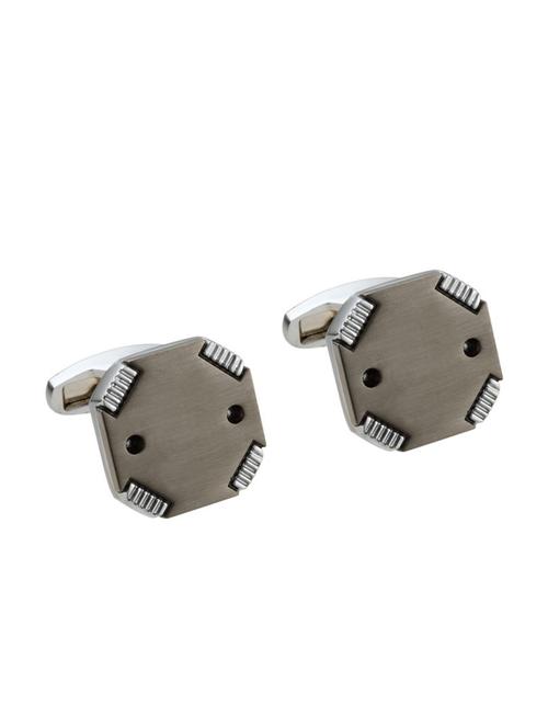 grey metal cufflink - 13240607 - Standard Image - 1